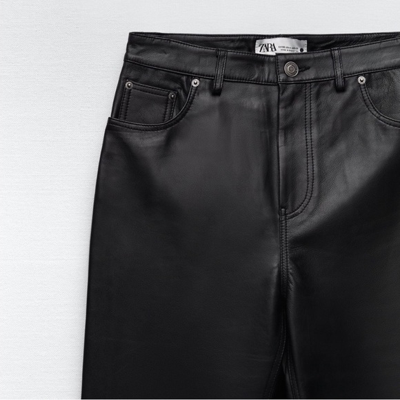 💫HP‼️💫 NWT ZARA 100% Sheep Leather Pants in Black - Limited Edition, Size 8 - Picture 3 of 8